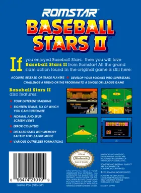 Baseball Stars II (USA) box cover back